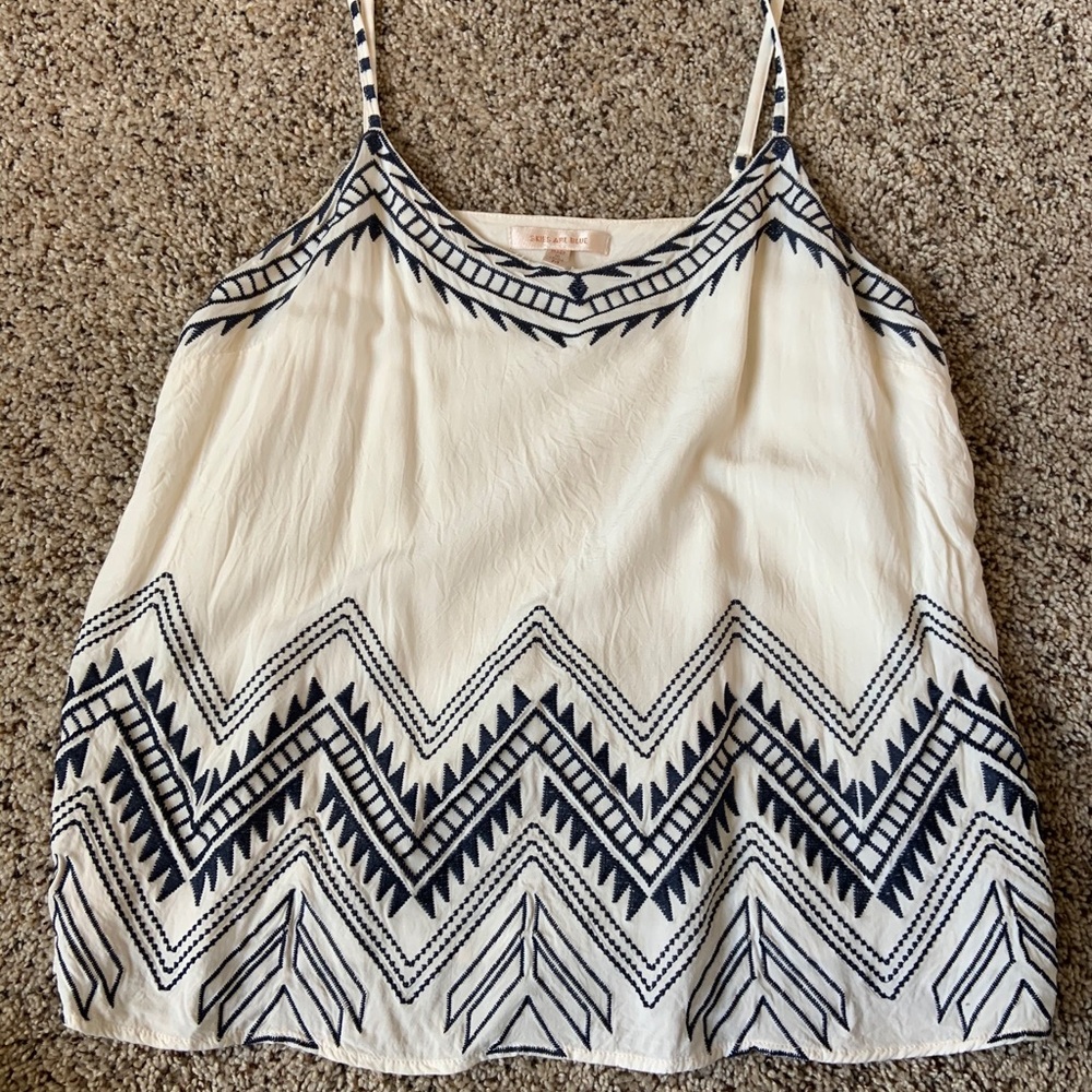 Blue and white tank top